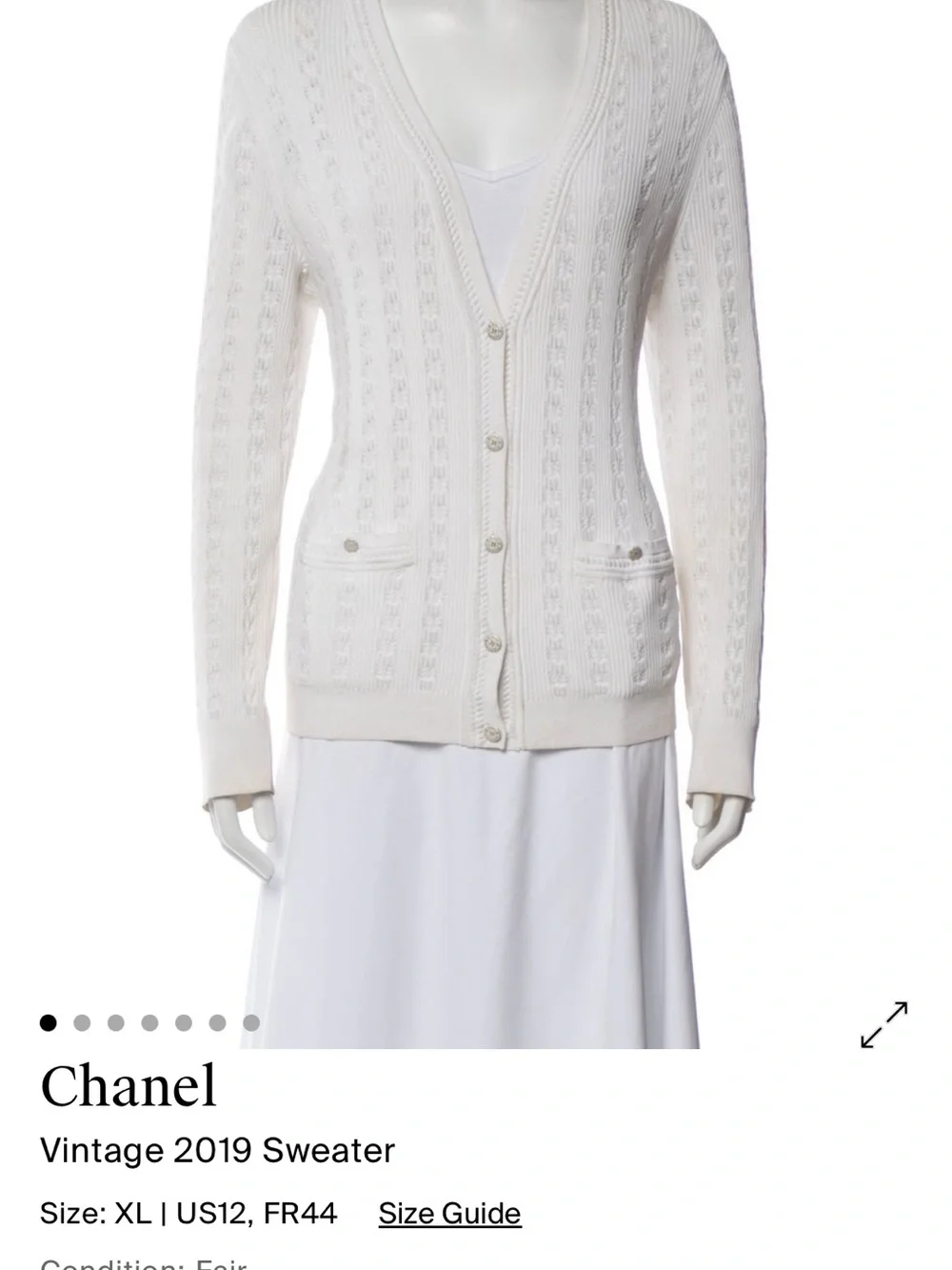CHANEL Cream silk-blend Candy Button Cardigan